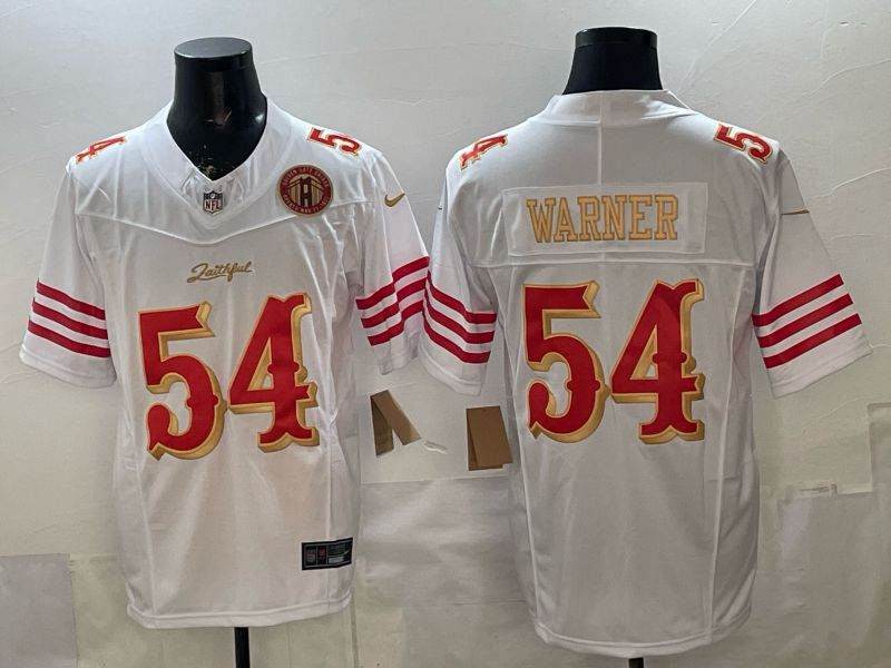 Men 2026 San Francisco 49ers #54 Warner White 5th generations Nike Limited NFL Jersey style 005